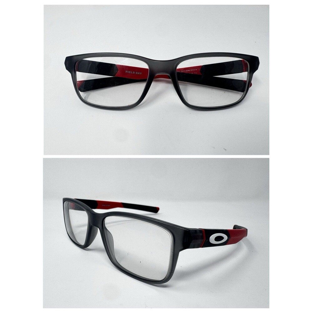 Oakley Field Day OY8007-0250 Satin Grey Smoke Red Eyeglass Frames 50-15-128